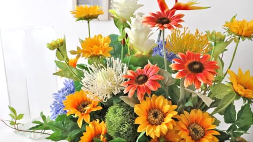 山久 造花 ヘルコニアとひまわり ダイヤモンドリリーなどの華やかな夏のアレンジ 2606-1638 花 父の日 CT触媒加工 シルクフラワー 向日葵 ヒマワリ インテリア フラワーアレンジメント arg [5]