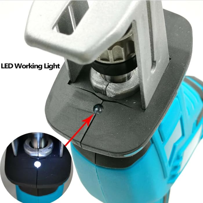 Sega a Gattuccio Sega Universale Multifunzione con Seghetto a Batteria per Potatura, 2 Batterie ricaricabili, Luce LED, con 4 Lame, ideale per il taglio di legno e metallo