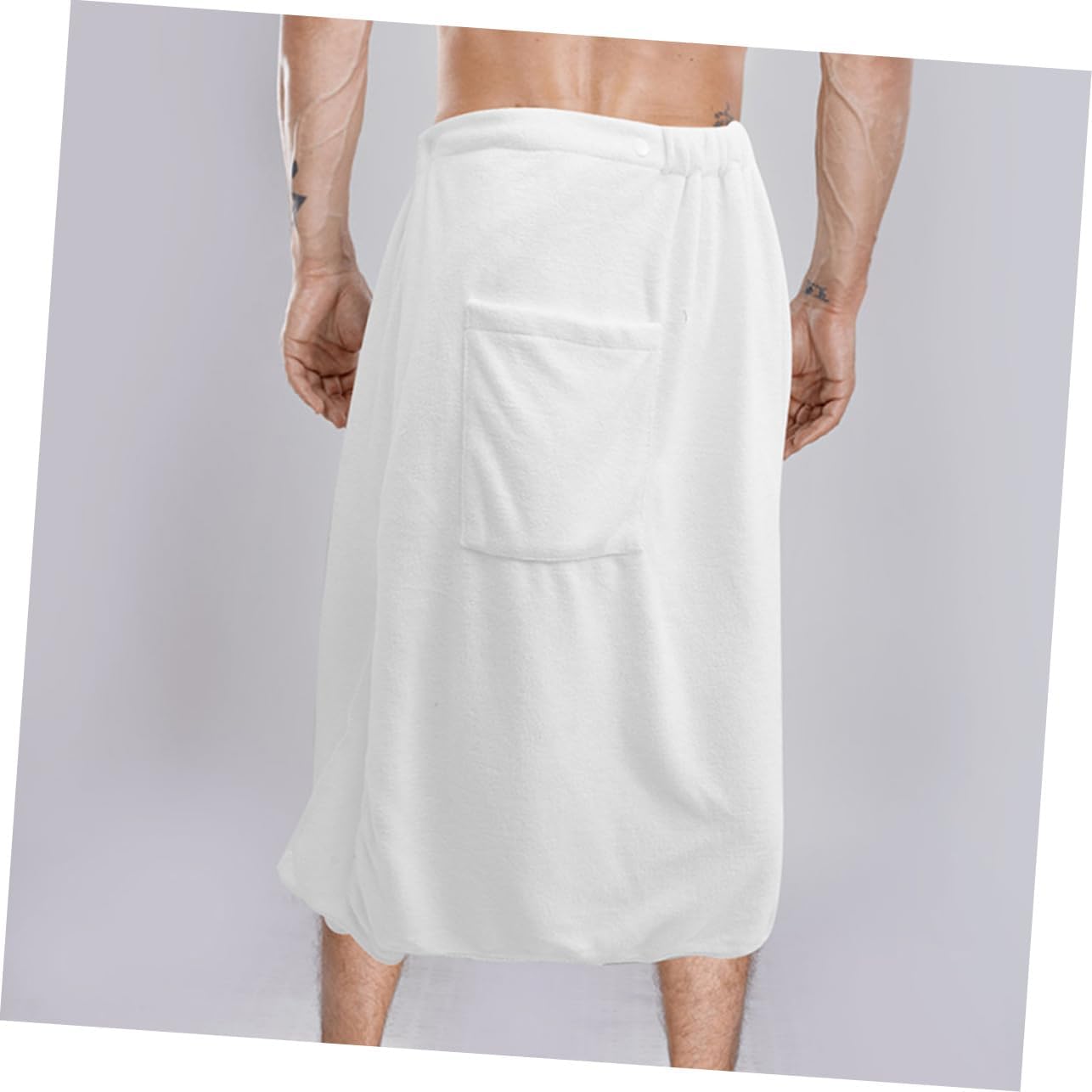 MAGICLULU Comfortable Bath Towel Wrap for Men Soft Fleece Body Towel with Button Closure Lightweight Portable Shower Wrap for Travel Beach Spa and Sauna