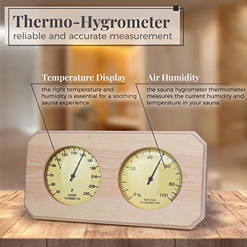 Golant Sauna Thermometer And Hygrometer Fahrenheit Pine Wood 2 In 1 Moisture Temperature Measurement For Indoor Sweat Room #TOP3