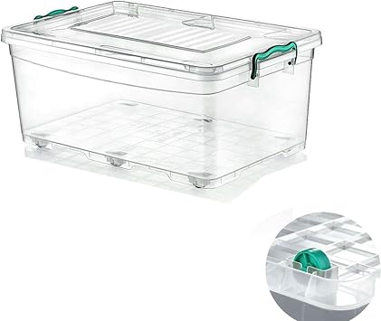 Polytime Tekerlekli Multibox  effaf Kilitli Saklama D zenleme Kab  Kutusu - Dikd rtgen - 600 Litre