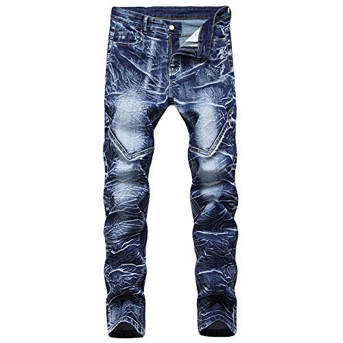 Chowsir Men Stylish Mid Waist Stretch Wash Jeans Straight Denim Pants Straight Fit