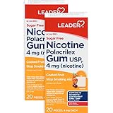 LEADER, Nicotine Polacrilex Gum 4mg, for Those Who Smoke Within 30 mins of Waking up, Fruit Flavor, Sugar Free, for Adults 18+, Both Men & Women, Compare to Nicorette, 20 Count, Pack of 2