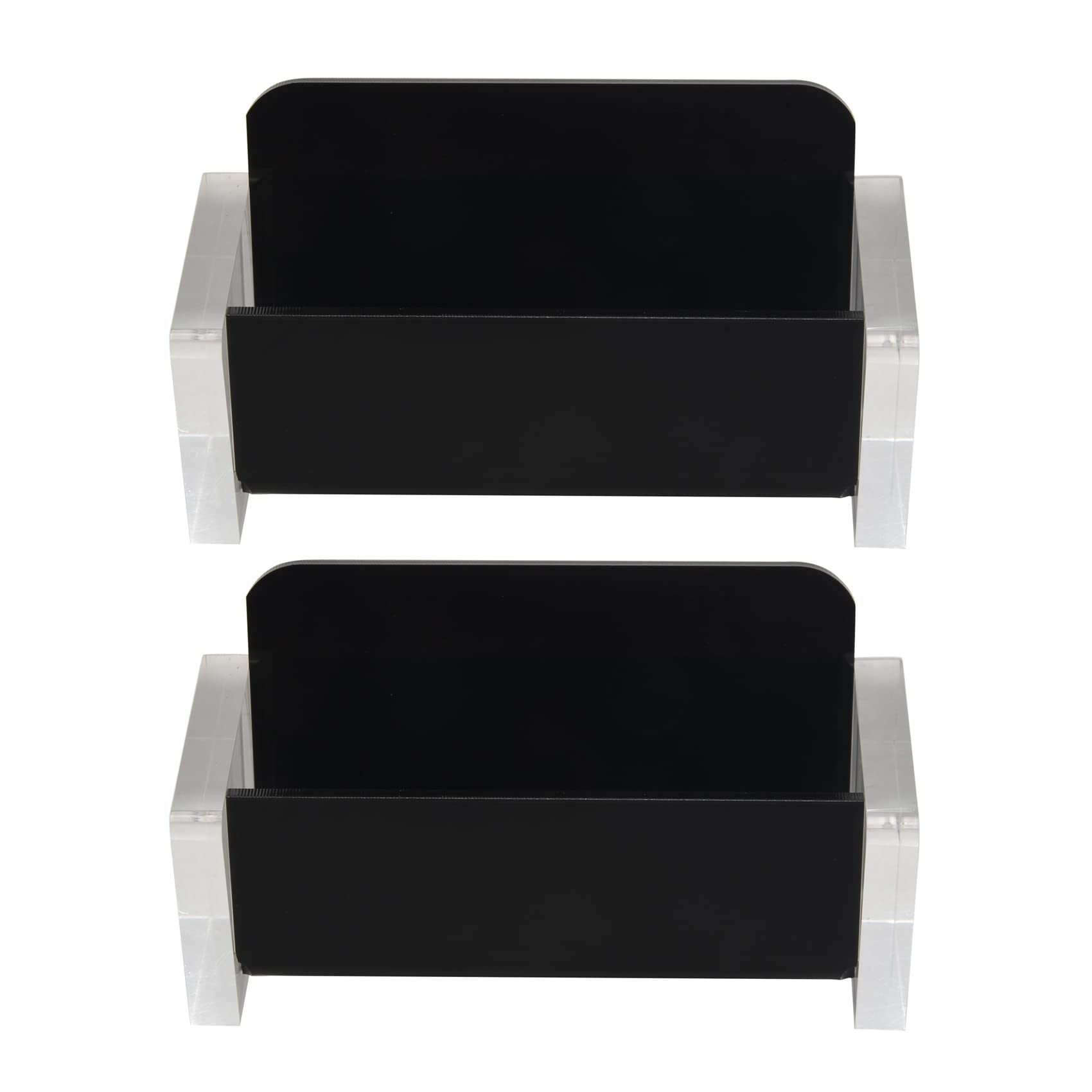 Jnchdghwa 2X Acrylic Desktop Business Card Holder Display for Desk Elegant Business Card Stand for Black