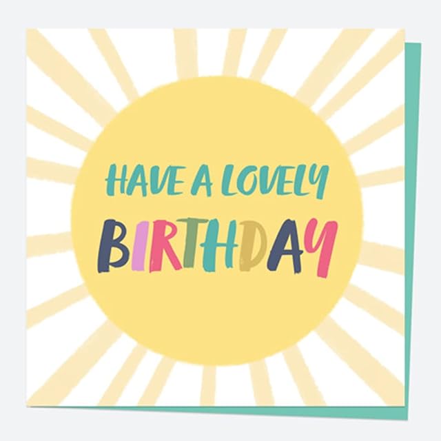 Dotty about Paper Female Birthday Card - Bright Pastels - Sun - Lovely Birthday. Unisex, Pretty, Neutral, Simple, Bright. Envelope Included. (4192)