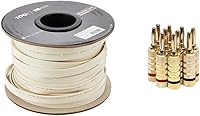 Vista 1 de Monoprice Paquete de cables de altavoz plano de cobre puro y conectores tipo banana chapados en oro