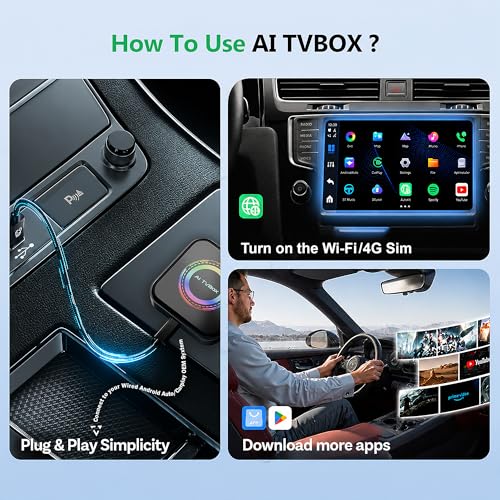 Image of Carlizem Wireless CarPlay & Android Auto Box, Stream YouTube Netflix JioHotstar on Car Display, Snapdragon 665 Octa-Core Convert Wired to Wireless, BUILT IN GPS, 4G LTE SIM Slot, 4GB RAM 64GB Storage