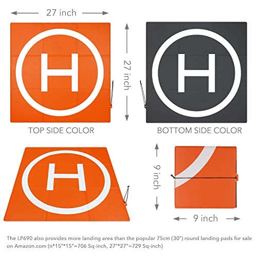 Symik Lp690 Drone Landing Pad (3X3 Fold) Weighted Double-Sided Waterproof 27’’/69Cm Fast-Fold Helipad For Dji Mavic 3 Classic/Cine/Pro, Air 2S/Mavic Air 2, Mini 3 Pro, Mini 2/Se, Mavic 2 Pro/Zoom #TOP6