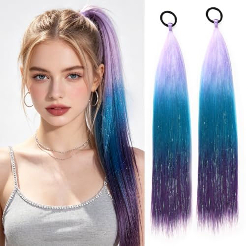 Colored Ponytail Extension With Hair Tie 24" 2 Packs