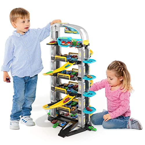 MOLTO | Parking 6-Storey avec Ascenseur Automatique, héliport, Auto-rayage, Station de Graisse, Station de Service | Toys éducatifs pour Enfants | +3 Ans