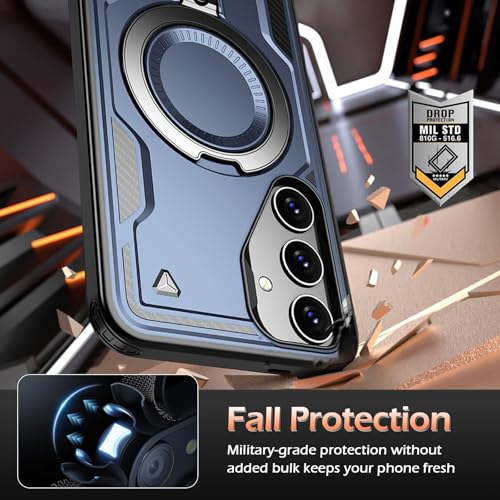 Image of for Samsung Galaxy A14 Case Magnetic with Stand, with Mag-Safe, with Screen Protector, Wireless Charging, Shockproof for Samsung A14 5G Phone Case, Ring Holder Phone Cover, for Samsung A14 Blue