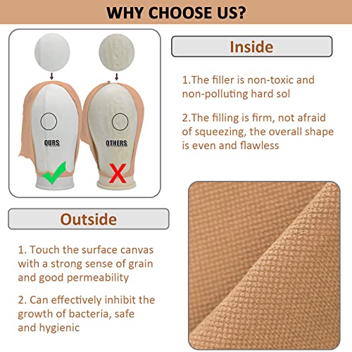 Cenoz 22 Inch Wig Head, Canvas Mannequin Head For Wigs, Wig Stand Tripod With Head, Manikin Canvas Head Block Set For Wigs Making Display With Wig Caps, T Pins C Pins Set Bristle Brush #TOP7