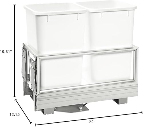 Miniatura 9 de Rev-A-Shelf - Contenedor de basura (doble 27 cuartos de galón), color blanco
