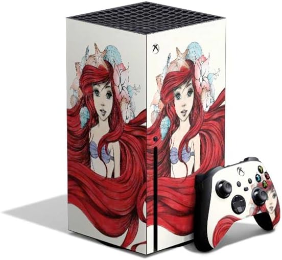 Skinit Decal Gaming Skin Compatible with Xbox Series X Bundle - Officially Licensed Disney The Little Mermaid Ariel Illustration Design