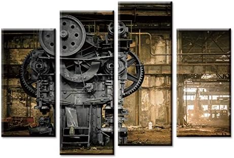 Steampunk Wall Art Industrial Picture Machine Old Factory Paintin...