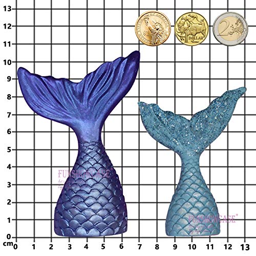 Funshowcase Mermaid Tail Candy Silicone Mold for Sugarcraft, Fondant Cake Decoration, Cupcake Topper, Chocolate, Pastry, Cookie Decor, Jewelry, Polymer Clay, Epoxy Resin, Crafting Projects 2 in Set