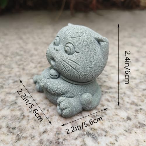 Estatua de gato pescador en piedra arenisca miniatura 6