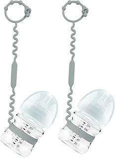 Yunaeduo Silicone Sippy Cup Leash for Baby - 2 Pack Sippy Cup Straps Food Grade Silicone - Keep Bottles and Sippy Cups Off The Floor - Keep Cups Sanitary, Dishwasher Safe - Gray