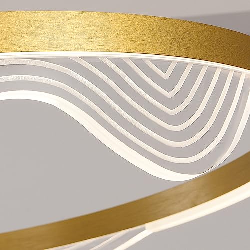 Lustre LED a intensite variable avec suspension doree ajustable - 7
