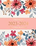  TWO YEAR 2023-2024 MONTHLY PLANNER: 2Yr January 2023 to December 2024 with Agenda Planner Calendar Schedule 24 Months Notes and Goals, 8 x 10, Peony Lovely Floral Cover Planner for Work or Personal