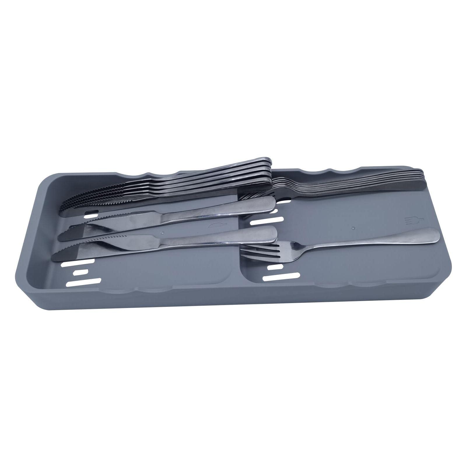 Organisateur De Couverts Extensible – 27x18 Cm, 4 Compartiments, Pieds Antidérapants