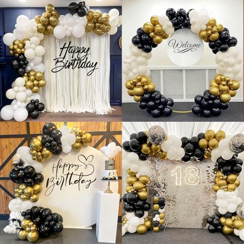Image of Chrome Balloons, 50pcs Gold Chrome Metallic Sandwhite Black Balloons for Birthday Decorations, Anniversary, Engagement, Wedding Decorations, Baby Shower, Festival Party Decorations