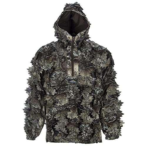 Image of North Mountain Gear Leafy Camo Hunting Jacket - Lightweight 1 /2 Zip Hoodie with Hood & Pouch