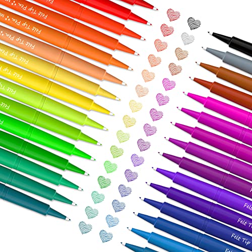 Lelix 30 Colors Felt Tip Pens, Medium Point Assorted Markers Pens For Journaling, Writing, Note Taking, Planner Coloring, Perfect for Art Office and School Supplies by Lelix - Image 2