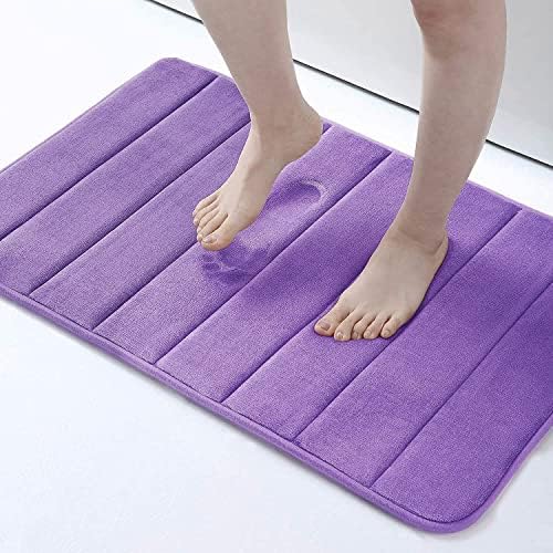 smiry Memory Foam Bath Mat, 40 x 120 cm, Extra Soft Non-Slip Bathroom Mat Runner, Super Absorbent Long Bath Mats for Bathroom Floor Machine-Washable Dry Bath Rug Foot Mat, Light Grey