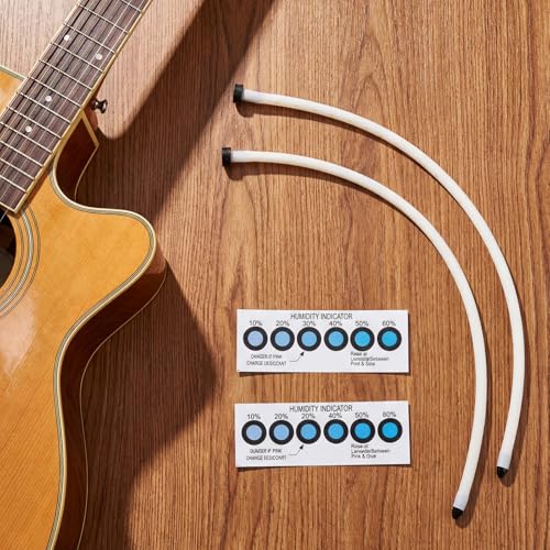 Lewtemi 4 Pcs Guitar Humidifier Set 2 Guitar Soft Rubber Soundhole Humidifier with 2 Humidity Detection Strips Violin Prevent Cracking Humidity Control for Violin Musical Instruments Protector