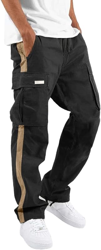 Mens Cargo Pants Casual Relax Fit Baggy Work Hiking Pants Lightweight Outdoor Workout Joggers with Multi Pockets