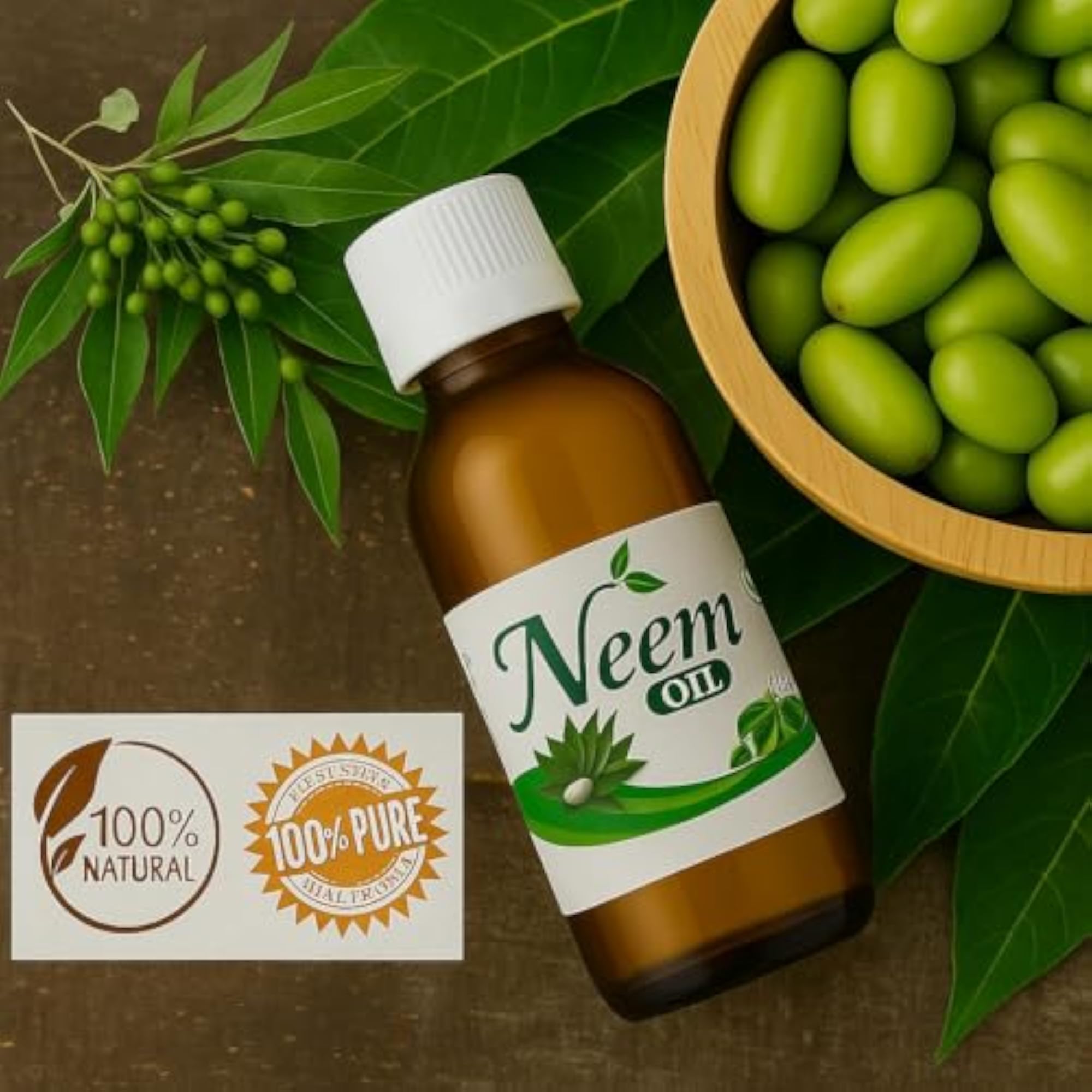 100% Pure Neem Oil for Acne Treatment & Hair Care