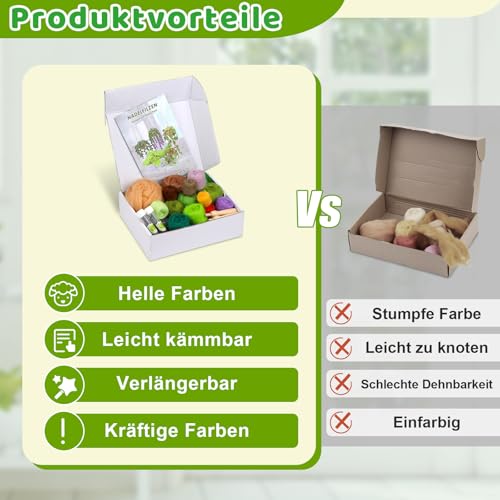 Tundi Nadelfilz-Set, 5er-Pack Hängepflanzen, Nadelfilz-Anfängerset, inkl. grundlegendem Nadelfilzwerkzeug, Anleitung, Nadelfilz-Bastelset für die Innen- und Außendekoration im Büro und zu Hause