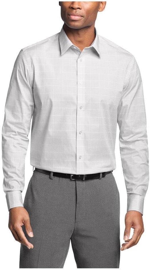 Calvin Klein Men's Dress Shirt Regular Fit Non Iron Stretch Check
