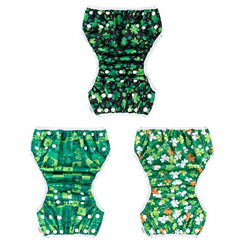 Alvababy Cloth Swim Diaper Baby/Toddler/Infant Snap Reusable Adjustable Swimming Diaper Baby Shower Gifts Baby Boy And Girl (Large Lucky Four-Leaf Clover 30, Large (Pack Of 3)) #TOP1