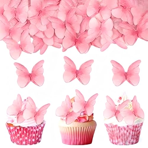 YAZWUR Lot de 48 Papillons Comestibles Décorations de Gâteau, Décorations de Cupcakes,...