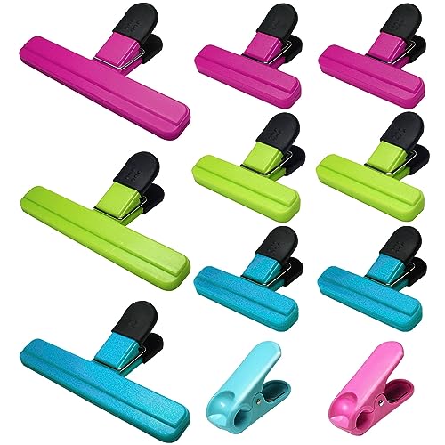 Image of Aranray 11 Pack Plastic Food Bag Clips for Food Storage Bag Sealing Clips Freezer Kitchen Pegs Sealer Chip (3 Large, 6 Small & 2 Round, Classic Style)