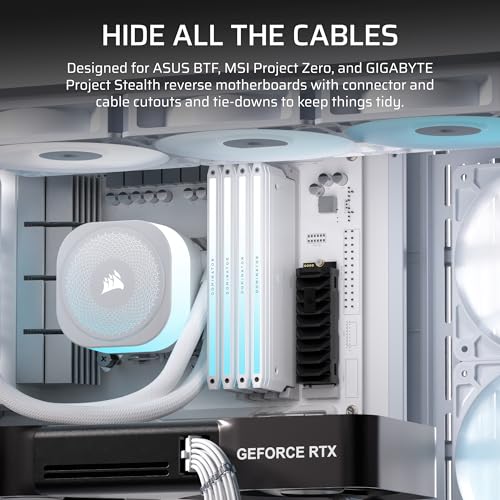 CORSAIR Frame 4500X RS ARGB Panoramic Mid-Tower PC Case – 3X Pre-Installed Fans, High Airflow, Modular Design, GPU Anti-Sag, Reverse Connection Motherboard Compatible – White - image 8