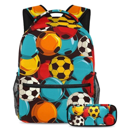 Sac à dos de football coloré grand format pour adolescent et ensemble cartable scolaire
