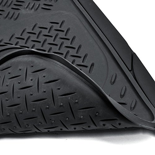 Bdk Black 4 Rows Rubber Floor Mats For Car Suv Van - All Weather Heavy Duty Max Protection, Trimmable #TOP4