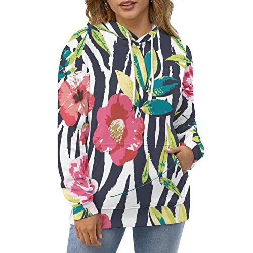 Sweat à Capuche fleurs en aquarelle UMENG Pull chaud manche longue et coupe confort