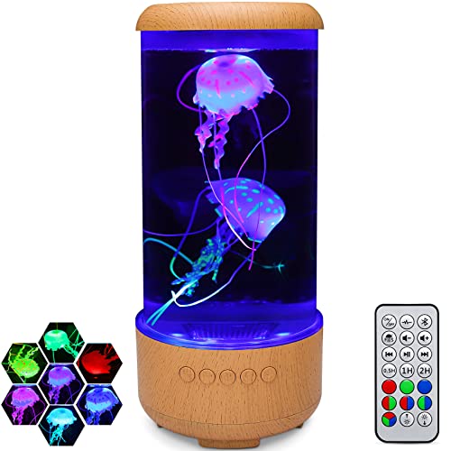 Egifty Jellyfish Lava Lamp Bluetooth Speaker, White Noise Led Jellyfish Aquarium Light, 7-Color Changing With 5 Levels Brightness, Mood Lamp For Relaxing & Decorating, Gifts For Kids Teens Adults #TOP16