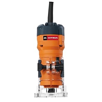HITMIN HMM6AS9 6.35mm Collet Corded Hand Trimmer/Wood Router with Fine Bit Depth Adjustment, 505W, 32000 RPM, 1.5 kg
