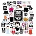 Wedding Photo Booth Props - Set with Chalkboard Style Black Sign, Wooden Sticks and Stand | 75 Pieces