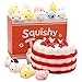 Satkago 14 Pcs Mini Mochi Squishies Toys with Jumbo Strawberry Cake Slow Rising Squishies Kawaii Easter Egg Fillers Reliever Anxiety Toy