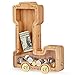NBTORCH Wooden Letter Piggy Bank, Inter-connectable Piggy Bank for Kids Boys Girls, Alphabet L Money Bank Toy with Wheels, for Kids (Initial-L)