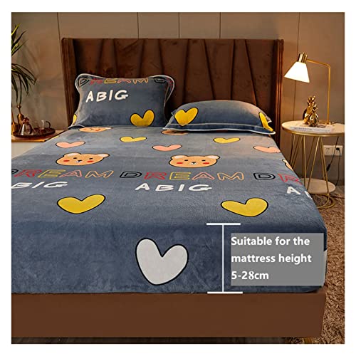 YESJmn Spannbettlaken Weiches, gemütliches Bettlaken mit Druck, Warmer Samt, elastisches Spannbettlaken, Erwachsene, Kinder, Doppelbett, King-Size-Matratzenschoner - Image 6