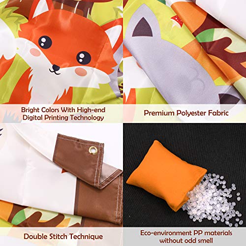 CiyvoLyeen Woodland Animal Toss Game Banner With 5 Bean Bags For Forest Friends Wild One Camping Theme Party Kids Family Gathering Indoor Outdoor Party Supplies
