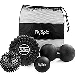 Plyopic Deep Tissue Massage Ball Set – Set of 4: Lacrosse, Spiky, Peanut and 12cm Foam Roller Massager Balls | for Muscle Pain, Mobility Therapy, Myofascial Release and Trigger Point Relief