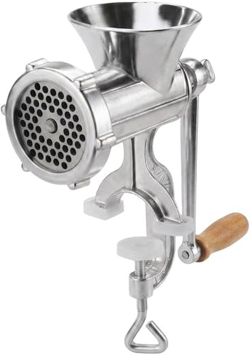 Heavy Duty Hand Operated Kitchen Meat Mincer and Beef Grinder Manual Sausage Staker Maker Machine with Table Clamp Stainless Steel Blades for Home Cooking Chopper